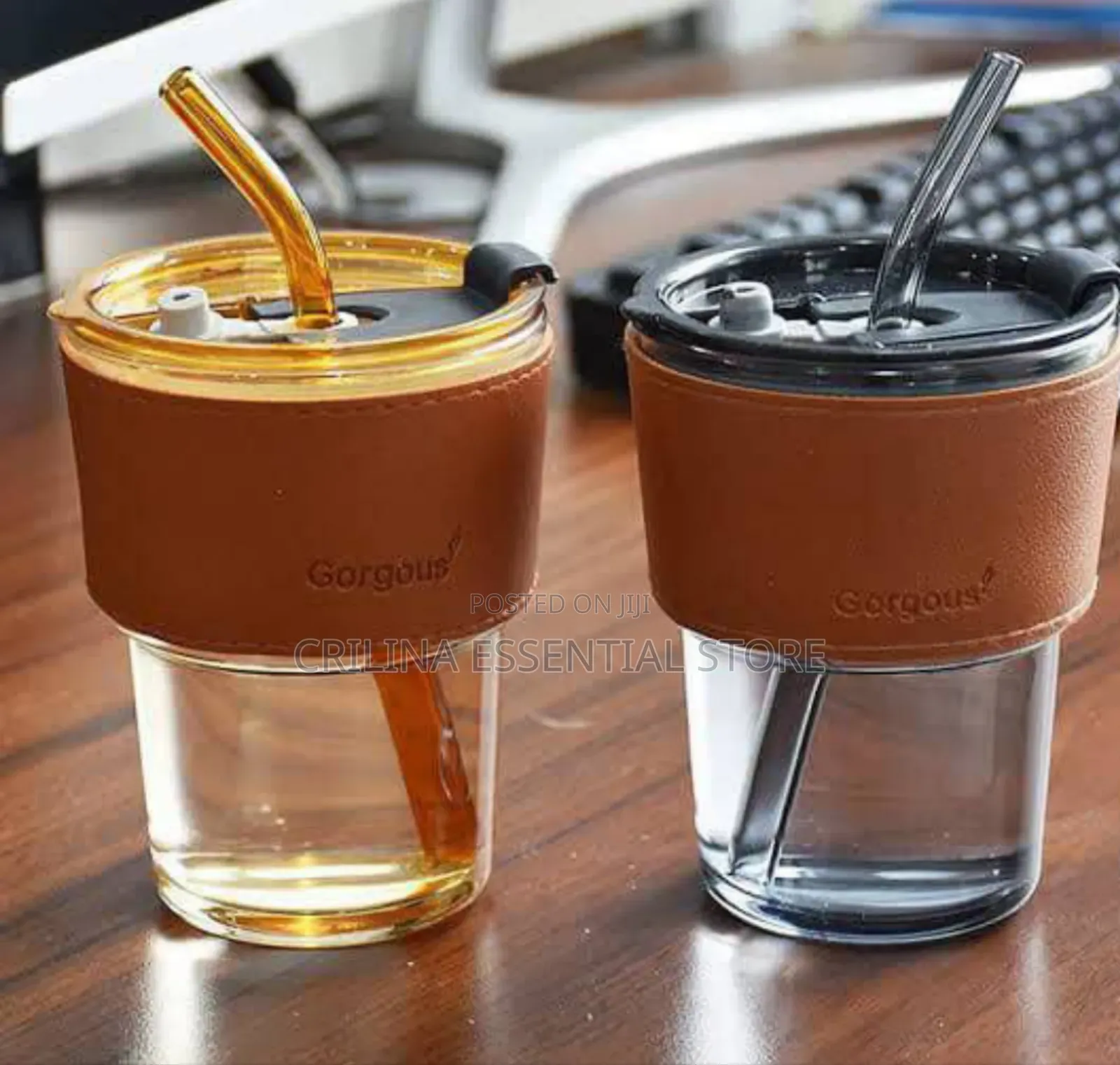 Slub Glass Cup With Straw (Souvenirs)