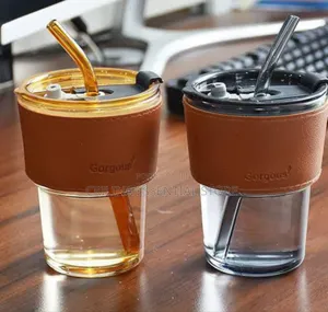 Slub Glass Cup With Straw (Good for Souvenirs)