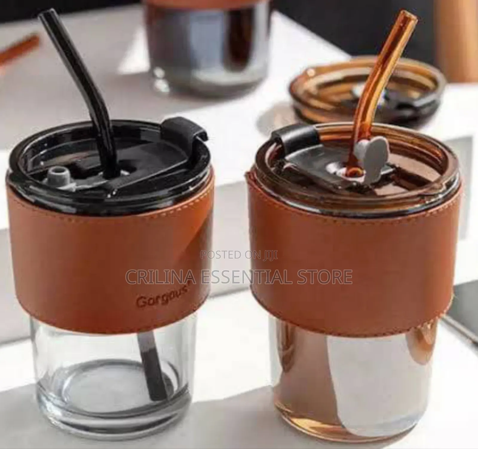 Slub Glass Cup With Straw (Souvenirs)