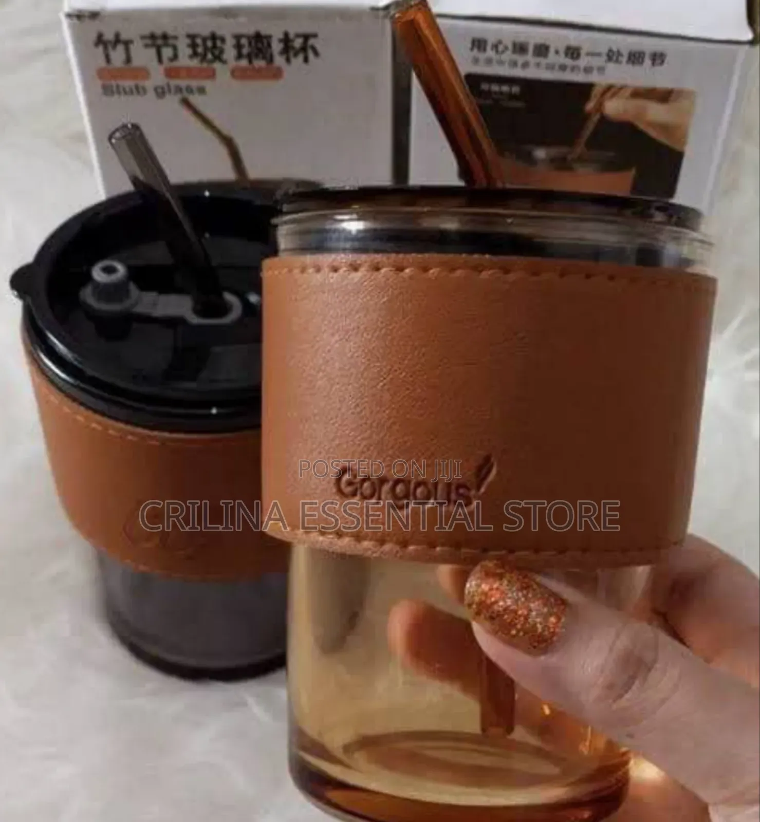 Slub Glass Cup With Straw (Souvenirs)