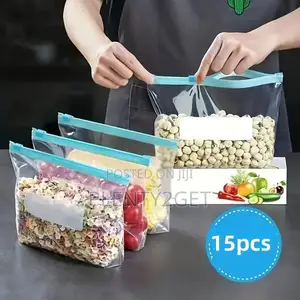 15pcs Leakproof Freezer Bags With Zipper Lock - Reusable, Food Sorting