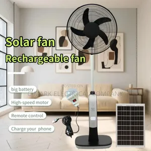 16-Inch Standing Solar Fan Ac/Solar,Built-in Lifepo4