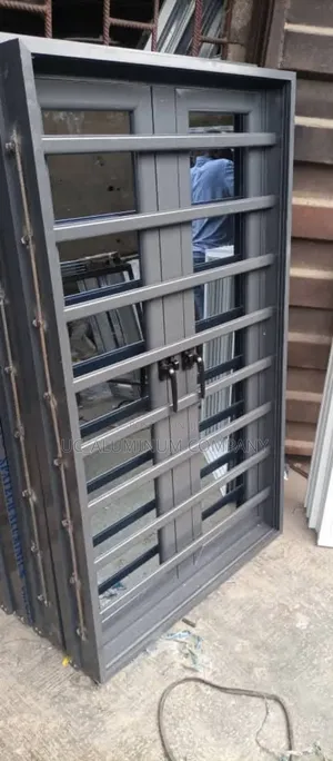 Gray Casement Windows With Burglary and Net