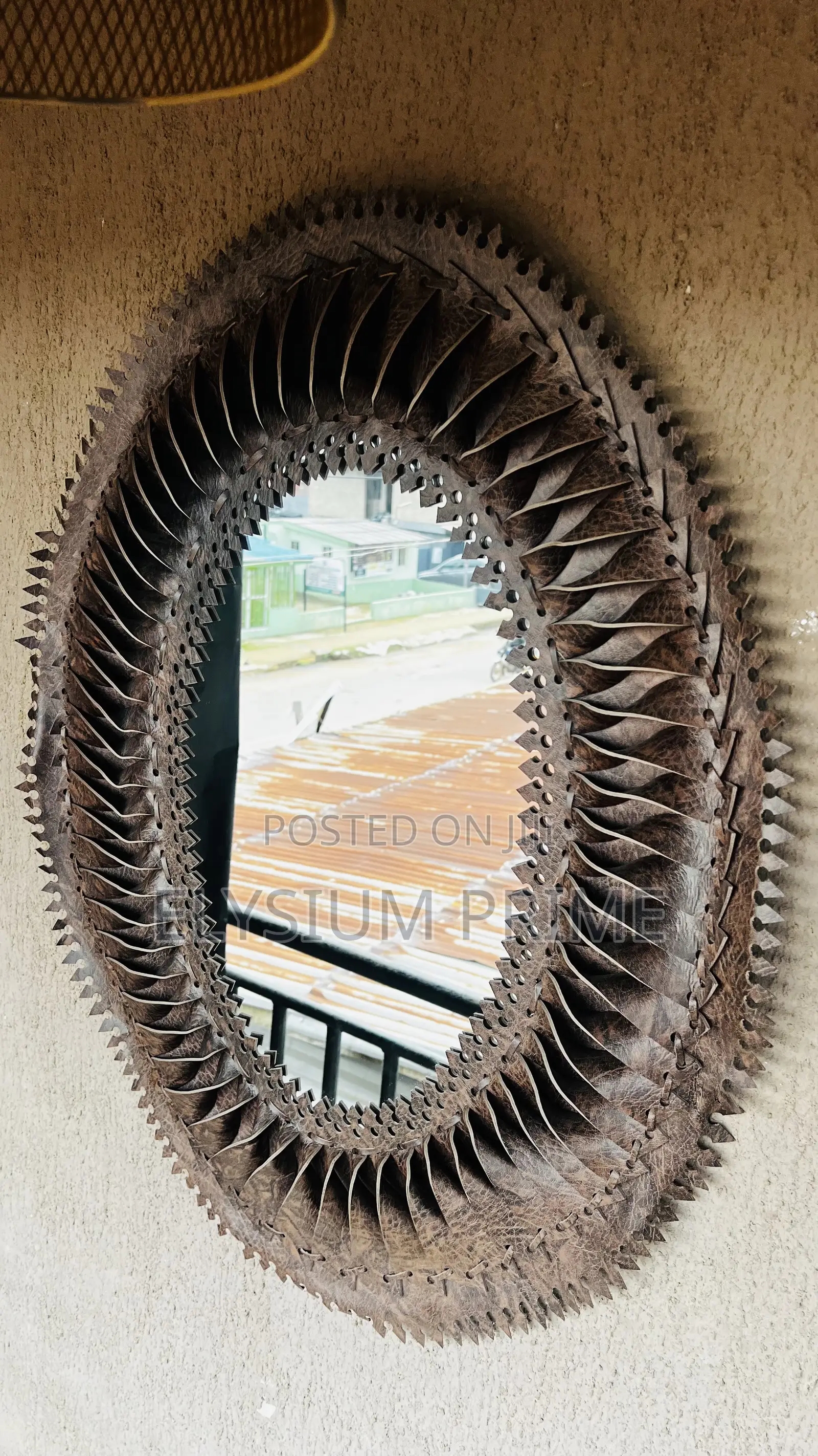 1970s Vintage Leather Wall Mirror