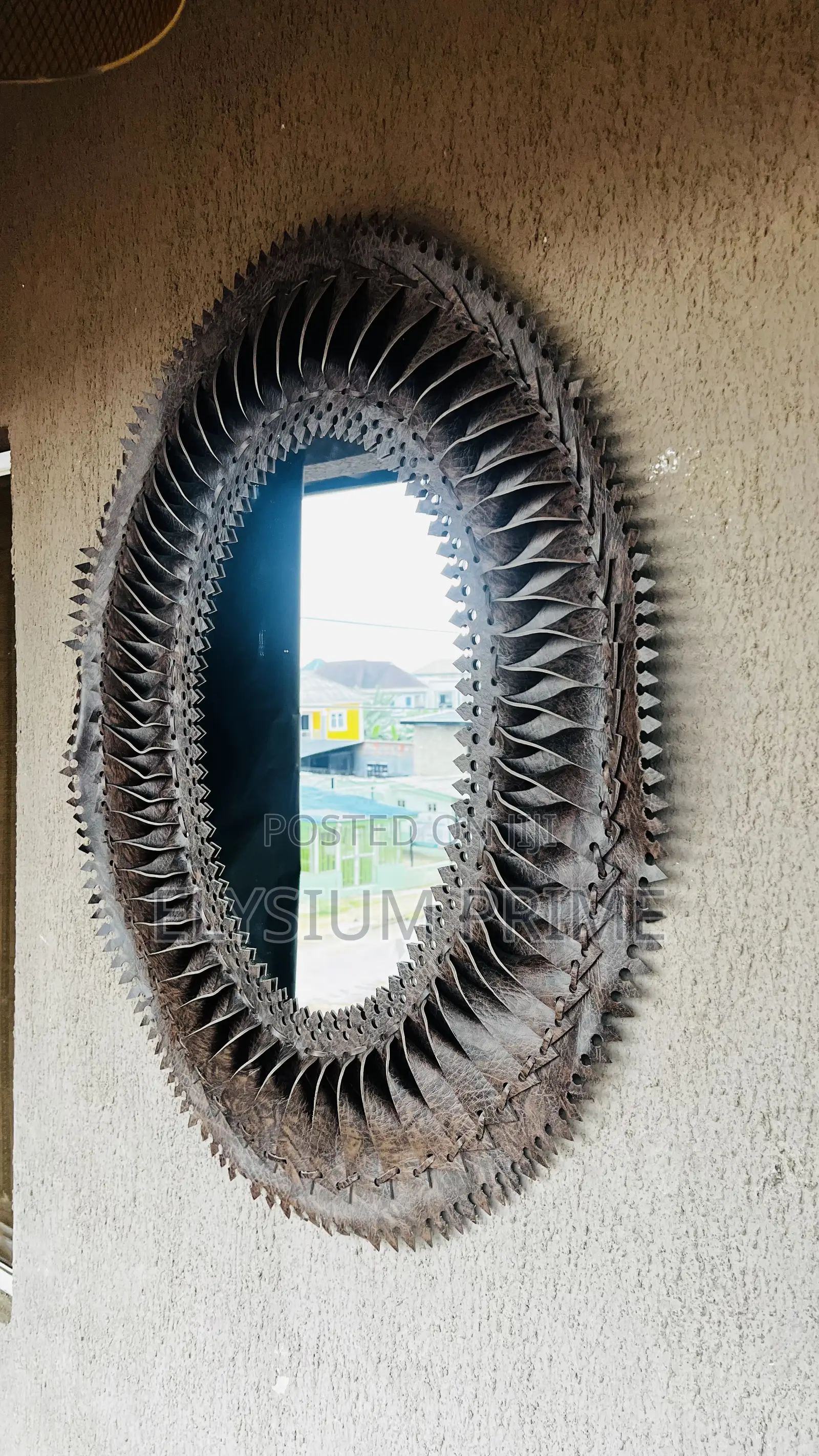 1970s Vintage Leather Wall Mirror