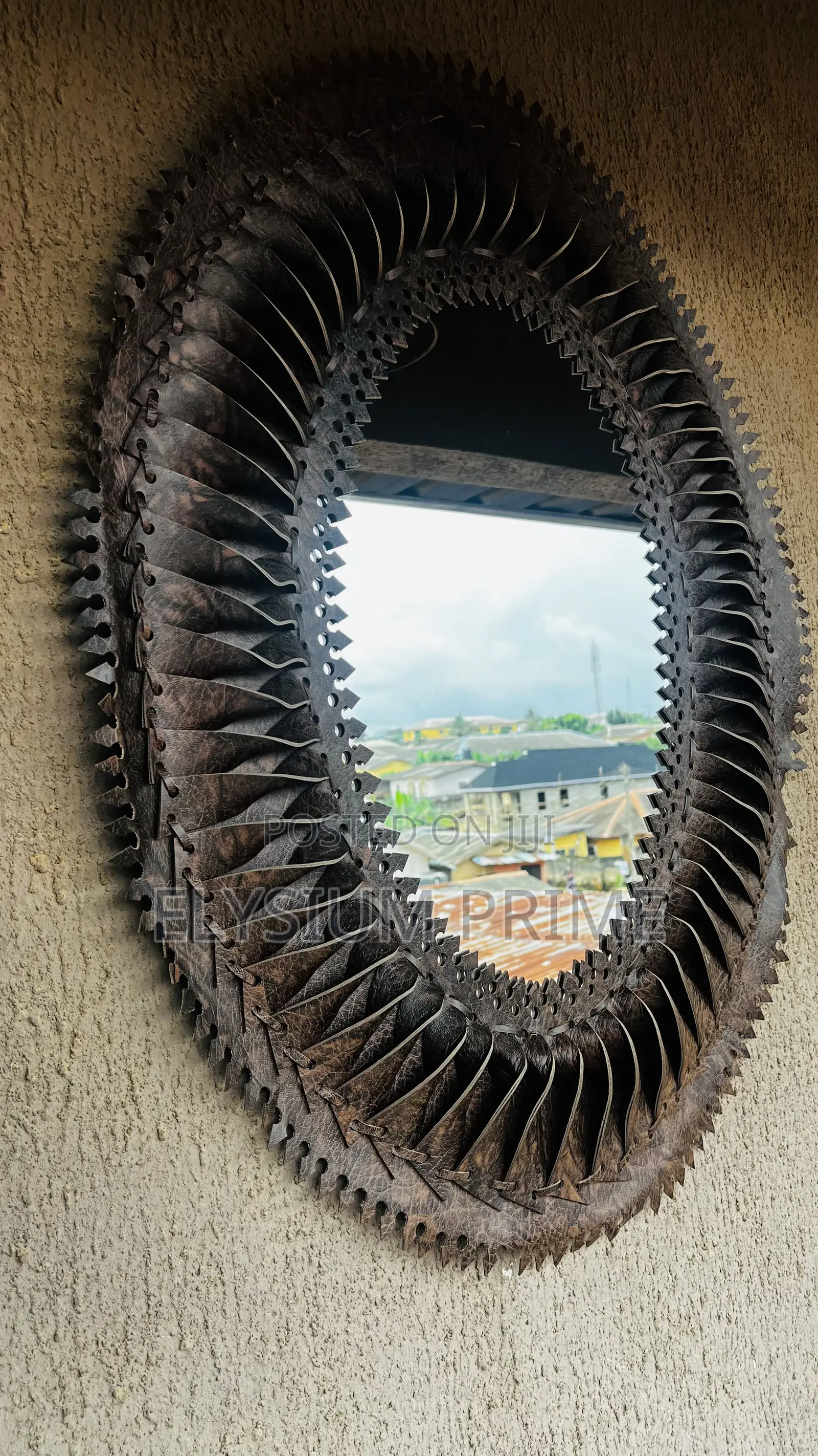 1970s Vintage Leather Wall Mirror