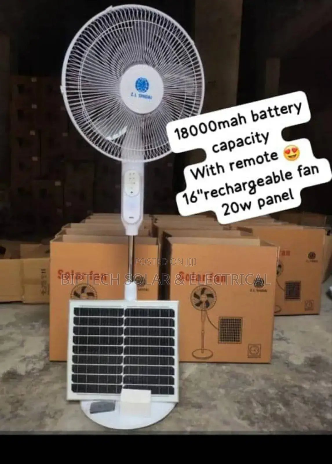 Rechargeable Fan With 20w Solar Panel.