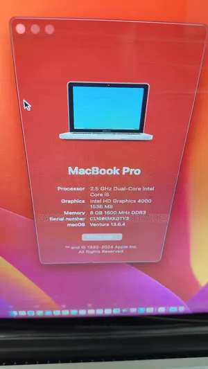 Laptop Apple MacBook Pro 8GB Intel Core I5 HDD 500GB
