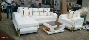 Leather L-Shape Cushing With Center Table