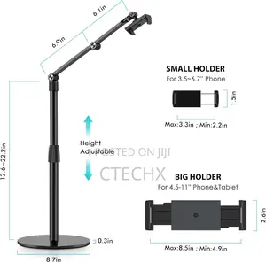 Tablet Phone Overhead Stand, Height 360 Degree Angle Adjustable