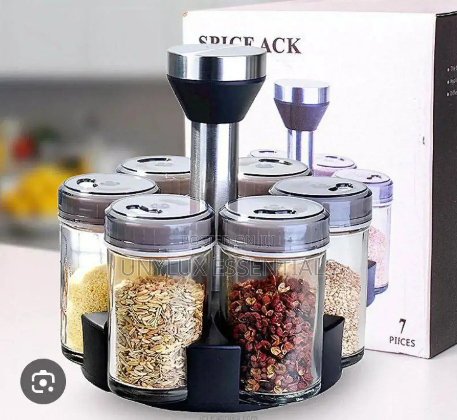360 Degrees Rotating Spices Rack With 6 Bottles