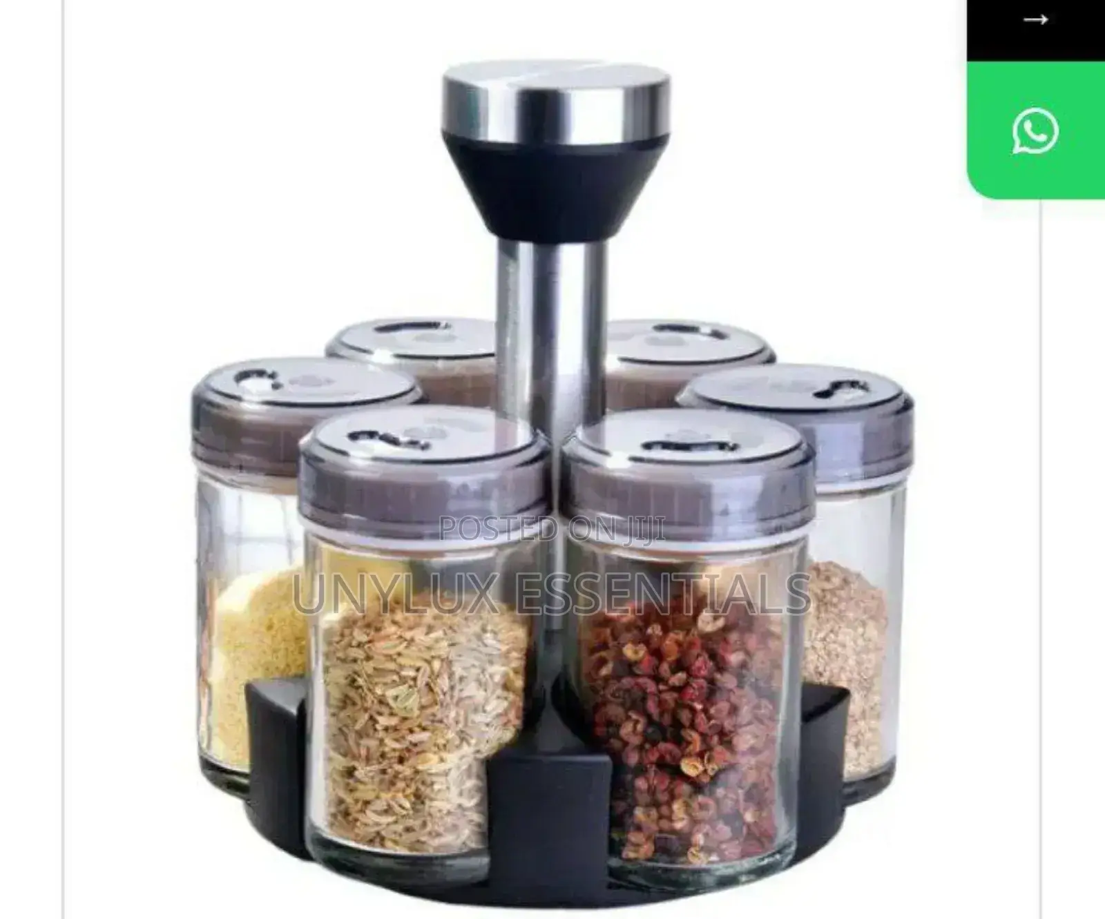 360 Degrees Rotating Spices Rack With 6 Bottles