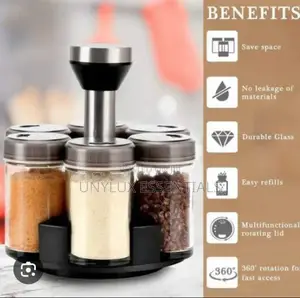 360 Degrees Rotating Spices Rack With 6 Bottles