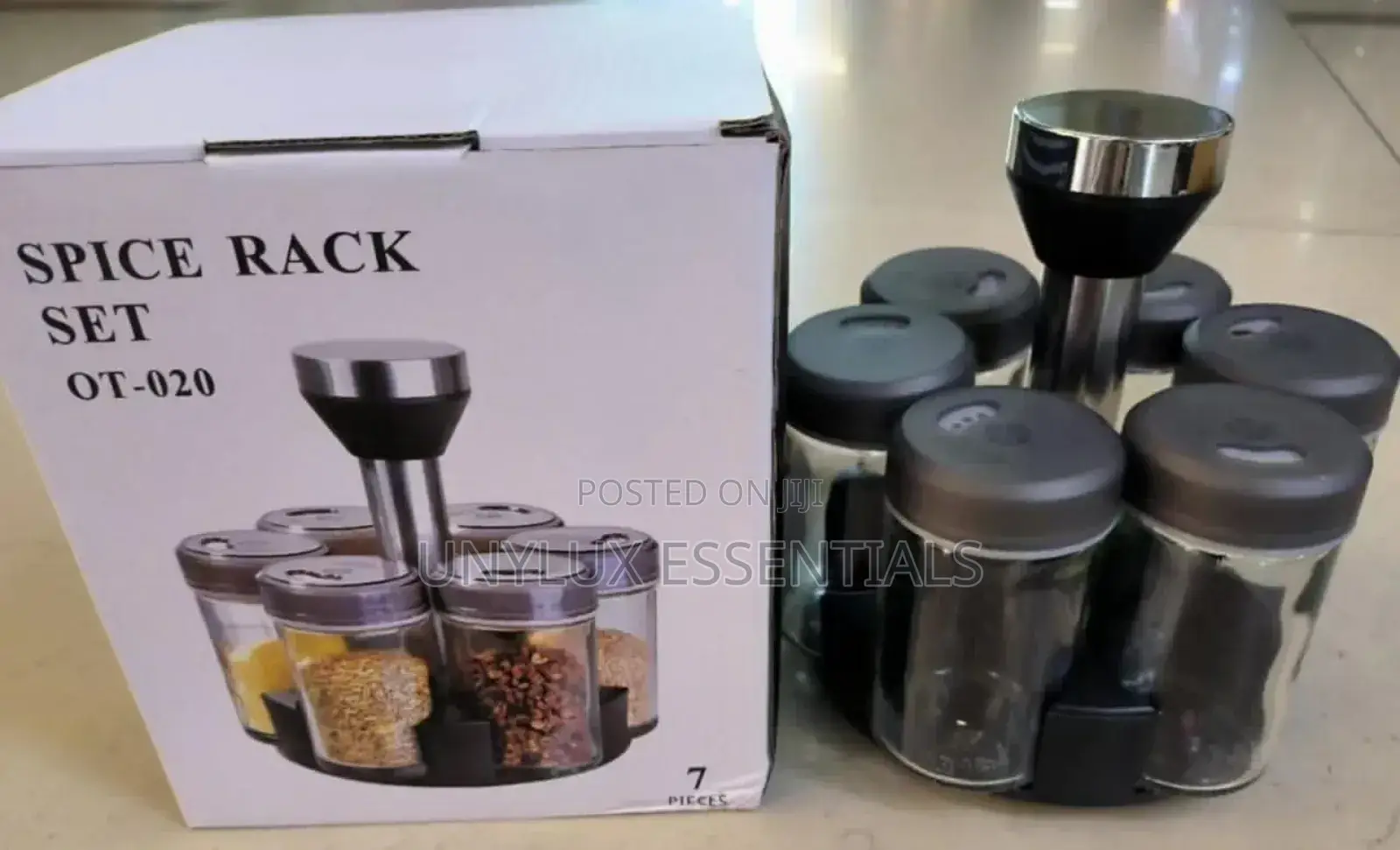 360 Degrees Rotating Spices Rack With 6 Bottles