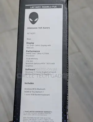 New Laptop Dell Alienware 16X Aurora 32GB Intel Core Ultra 9 SSD 2T