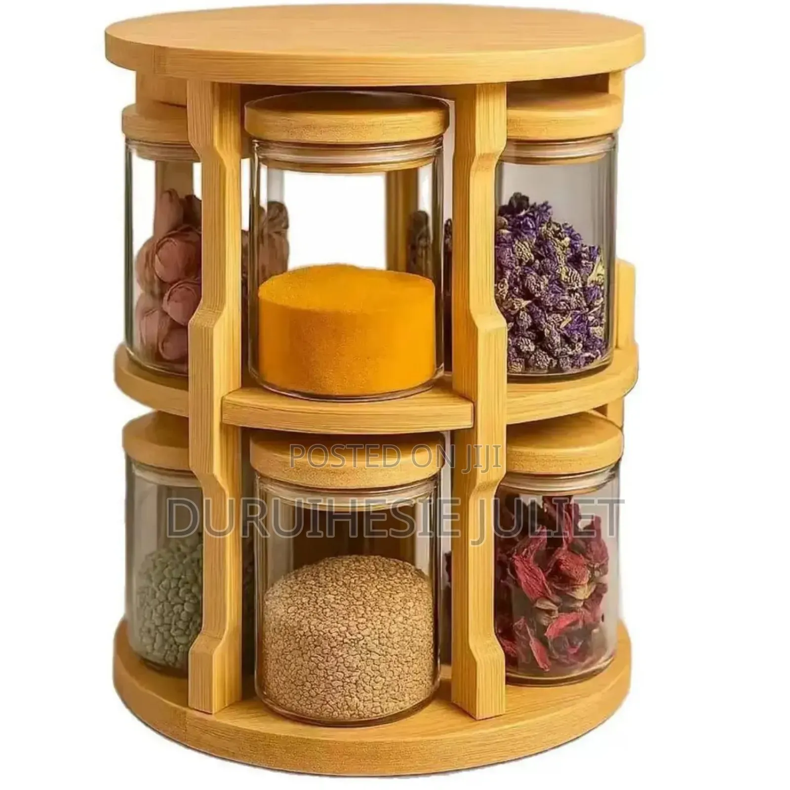 360° Rotating Bamboo Spice Organizer