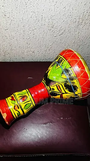 Vintage Bongo Drum Hide on Bold Handpainted Pottery