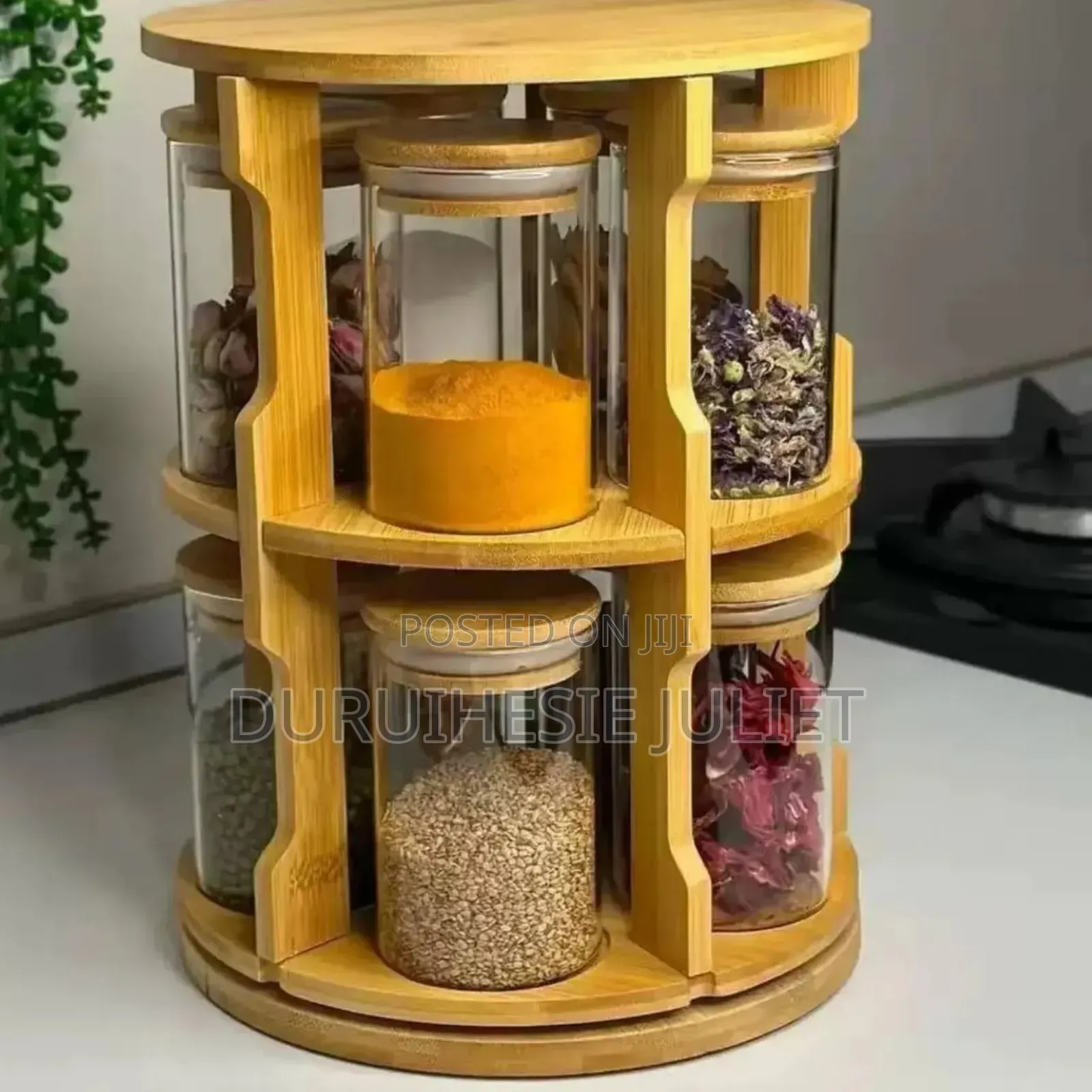 360° Rotating Bamboo Spice Organizer