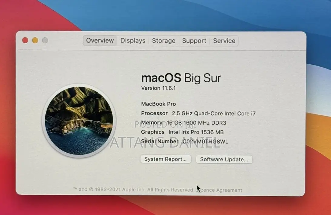 Laptop Apple MacBook Pro 2015 16GB Intel Core I7 SSD 512GB