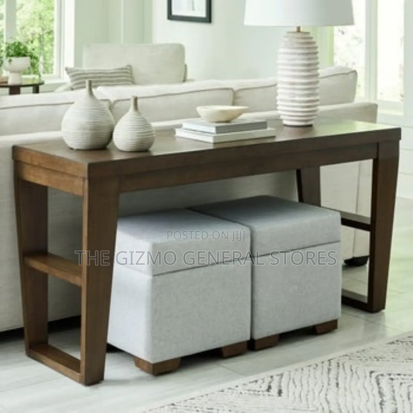 Elena Sofa Table Two Ottomans