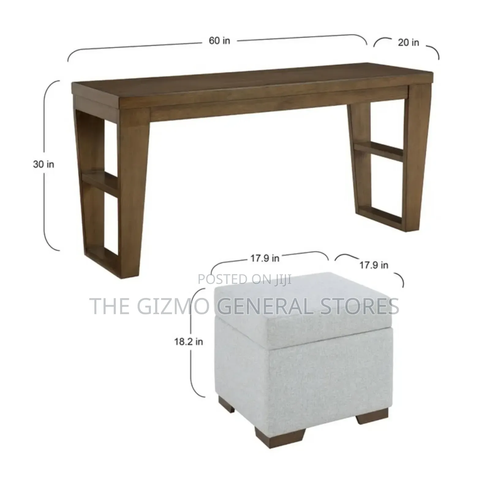 Elena Sofa Table Two Ottomans