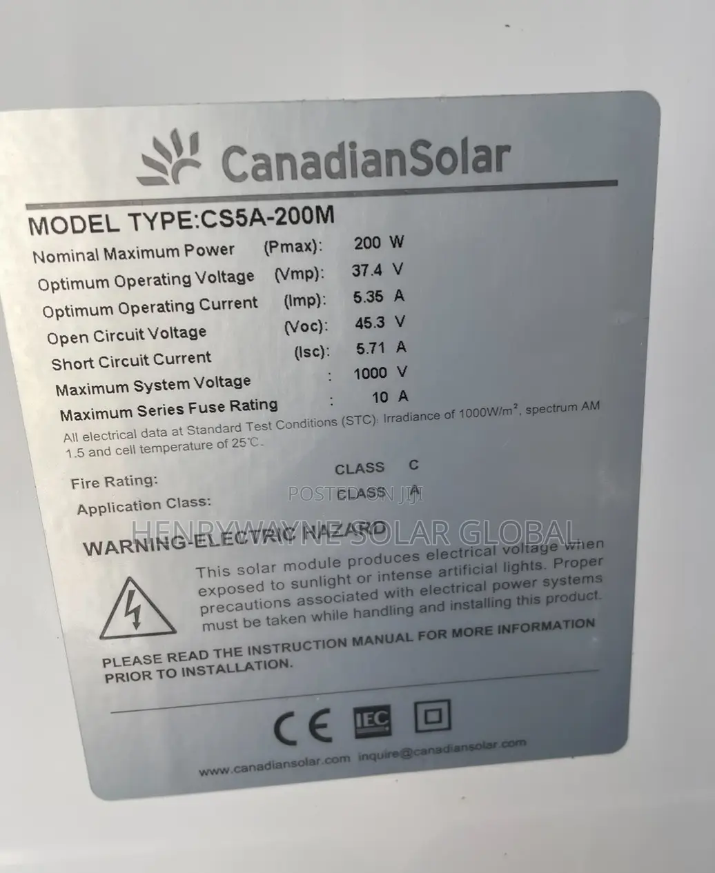200watts Canadian Solar