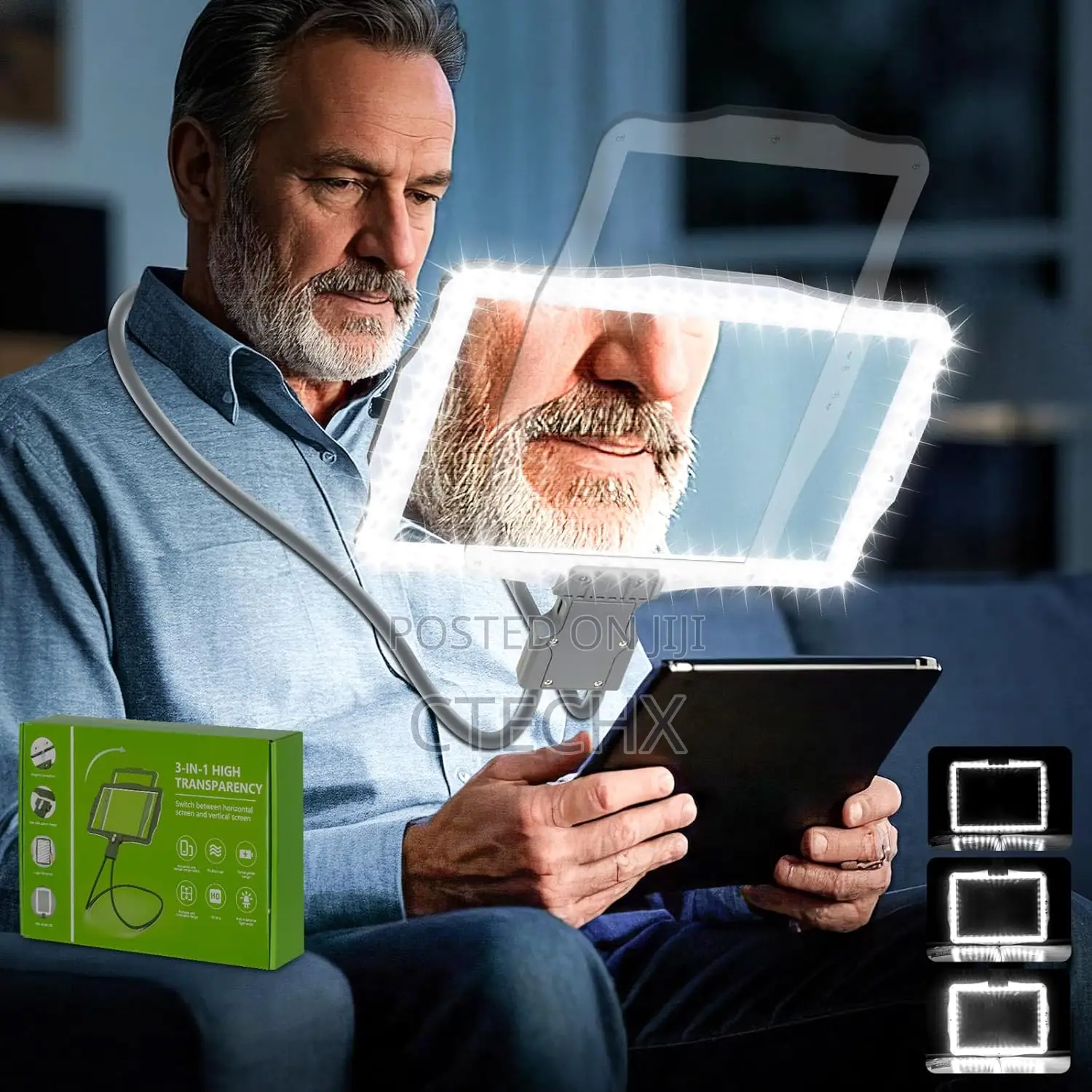 10x Rechargeable Neck Magnifying Glass With Light and Stand