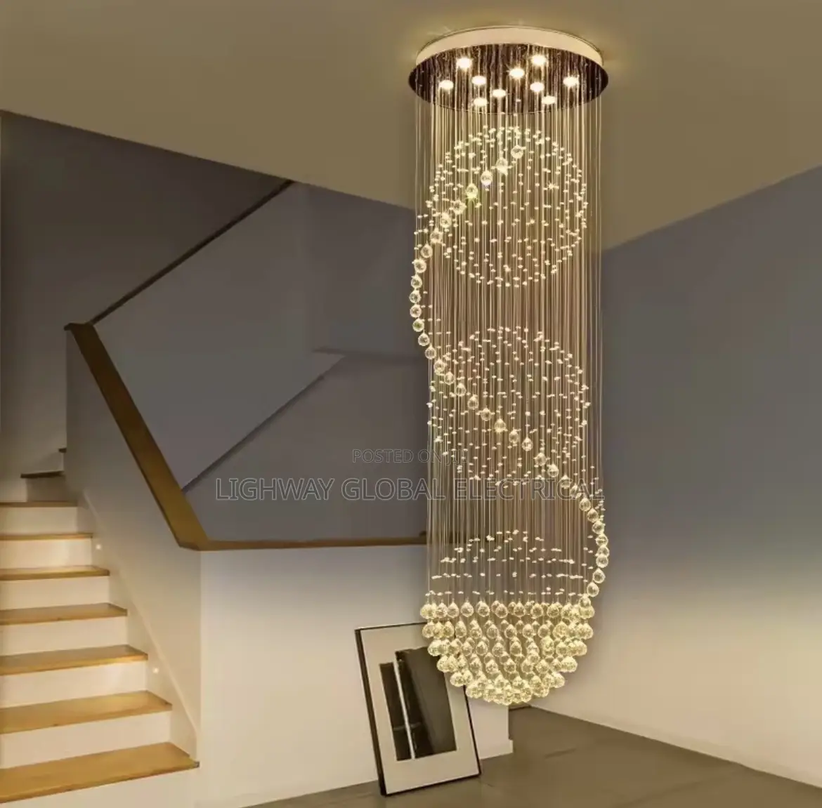Modern Spiral Led Crystal Chanderlier Light
