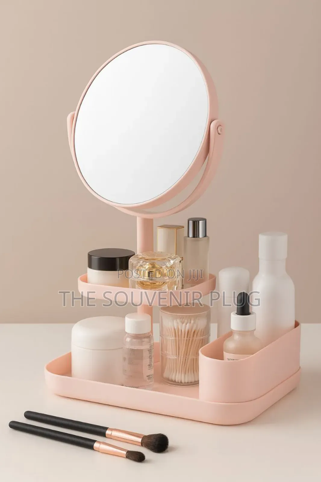 Makeup Organizer With Integrated Mirror