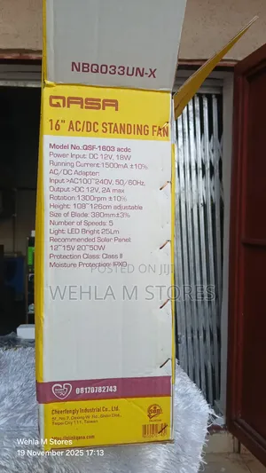Qasa 16" Ac/Dc Standing Fan - QSF-1603 Acdc (With Remote Control)