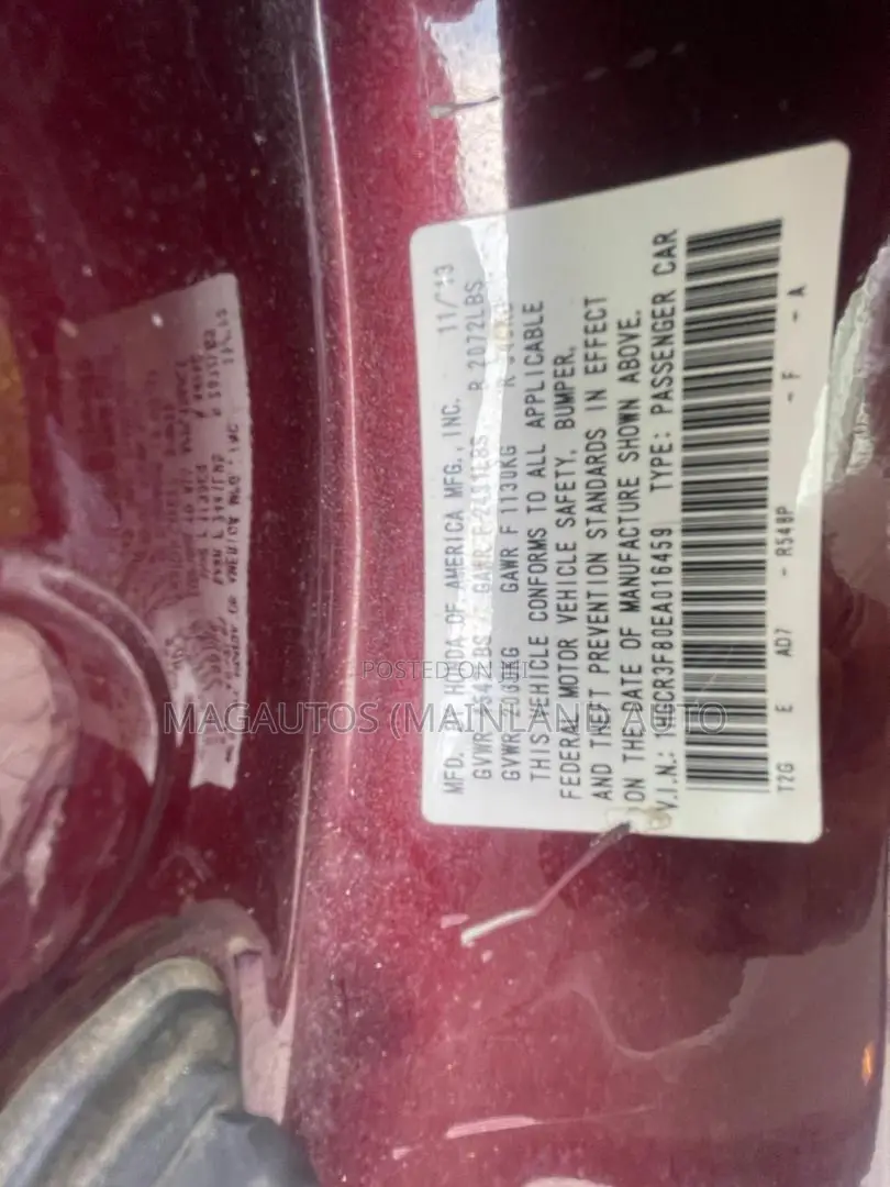 Honda Accord EX-L V-6 4dr Sedan w/Navigation (3.5L 6cyl 6A) 2014 Maroon
