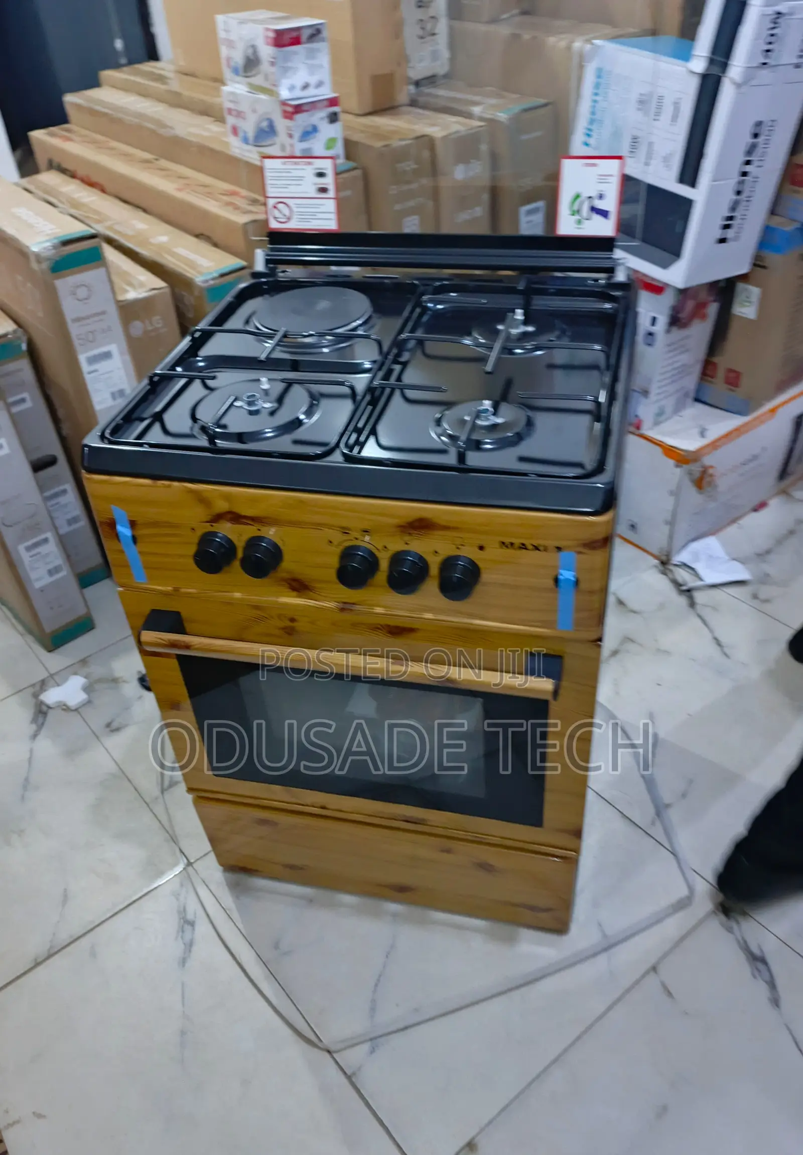 Maxi Gas Cooker 60cm Wood Color 3+1 Burners