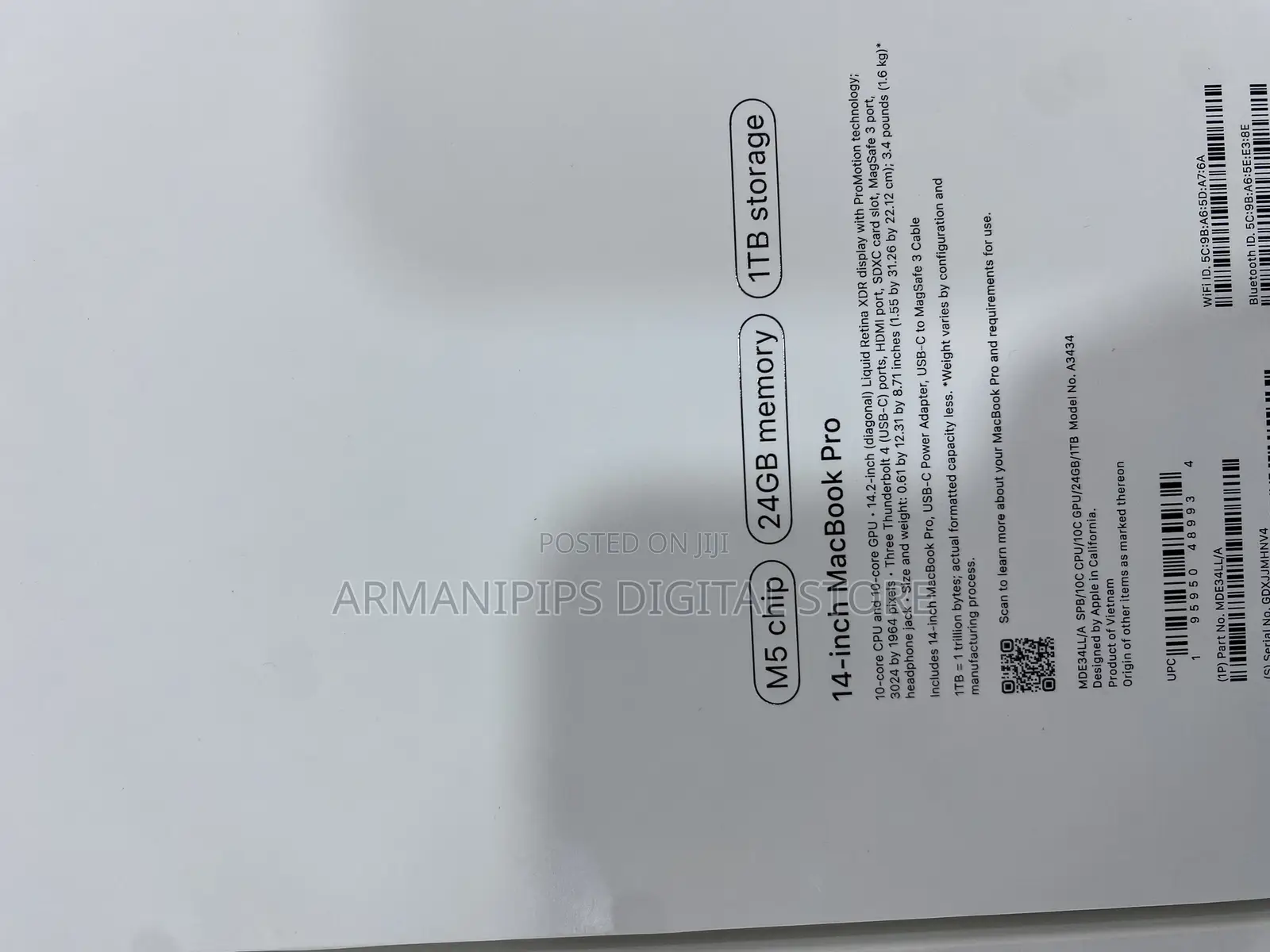 New Laptop Apple MacBook Pro 2025 M5 24GB SSD 1T
