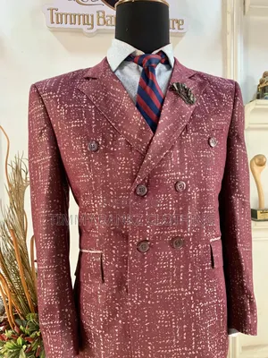Tailored Patterned Wine Men's Suit