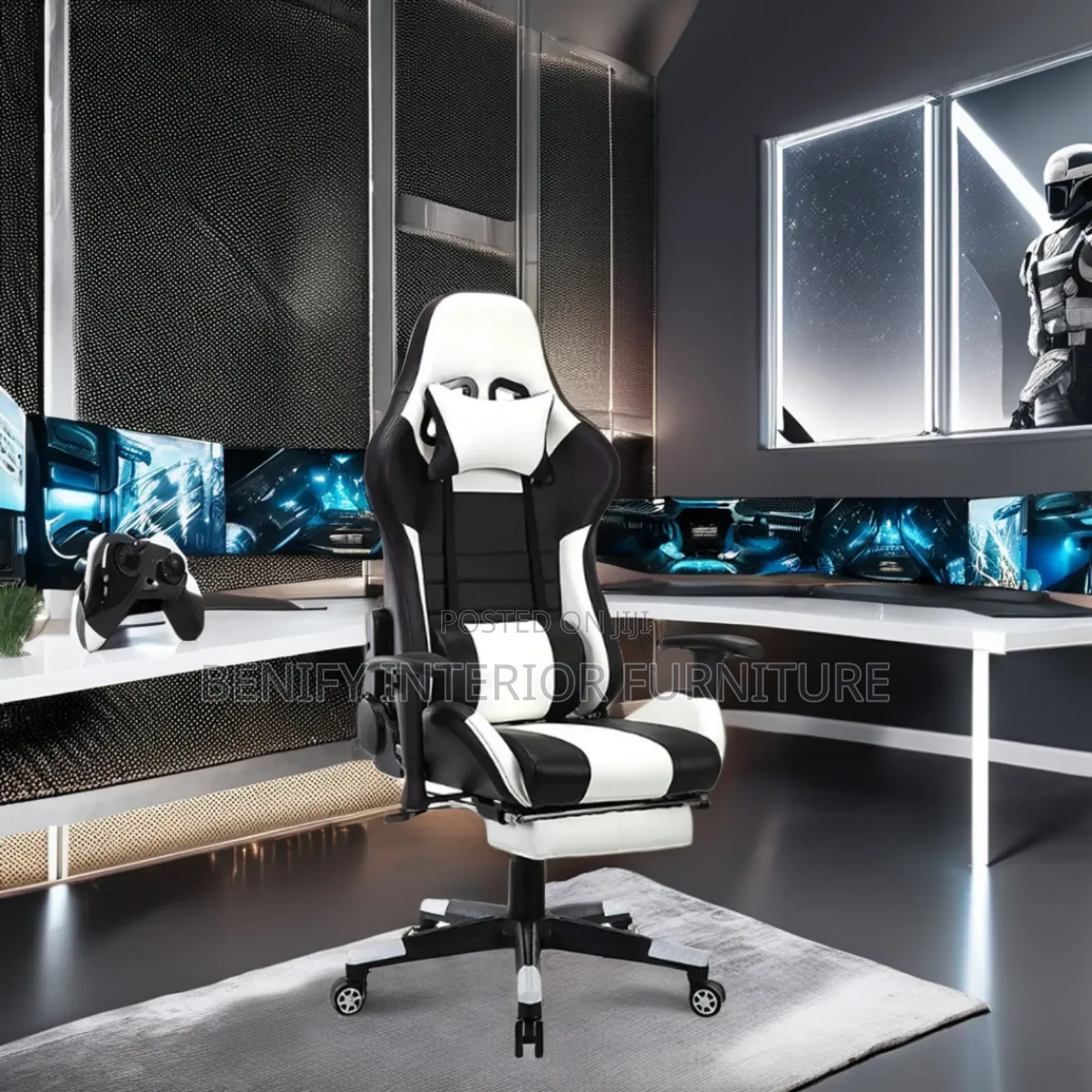 Ergonomic Gaming Chair With Footrest