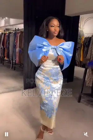 Blue Petal Damask Luxury Dress