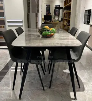 Dining Table Set Marble Top 6 Chairs