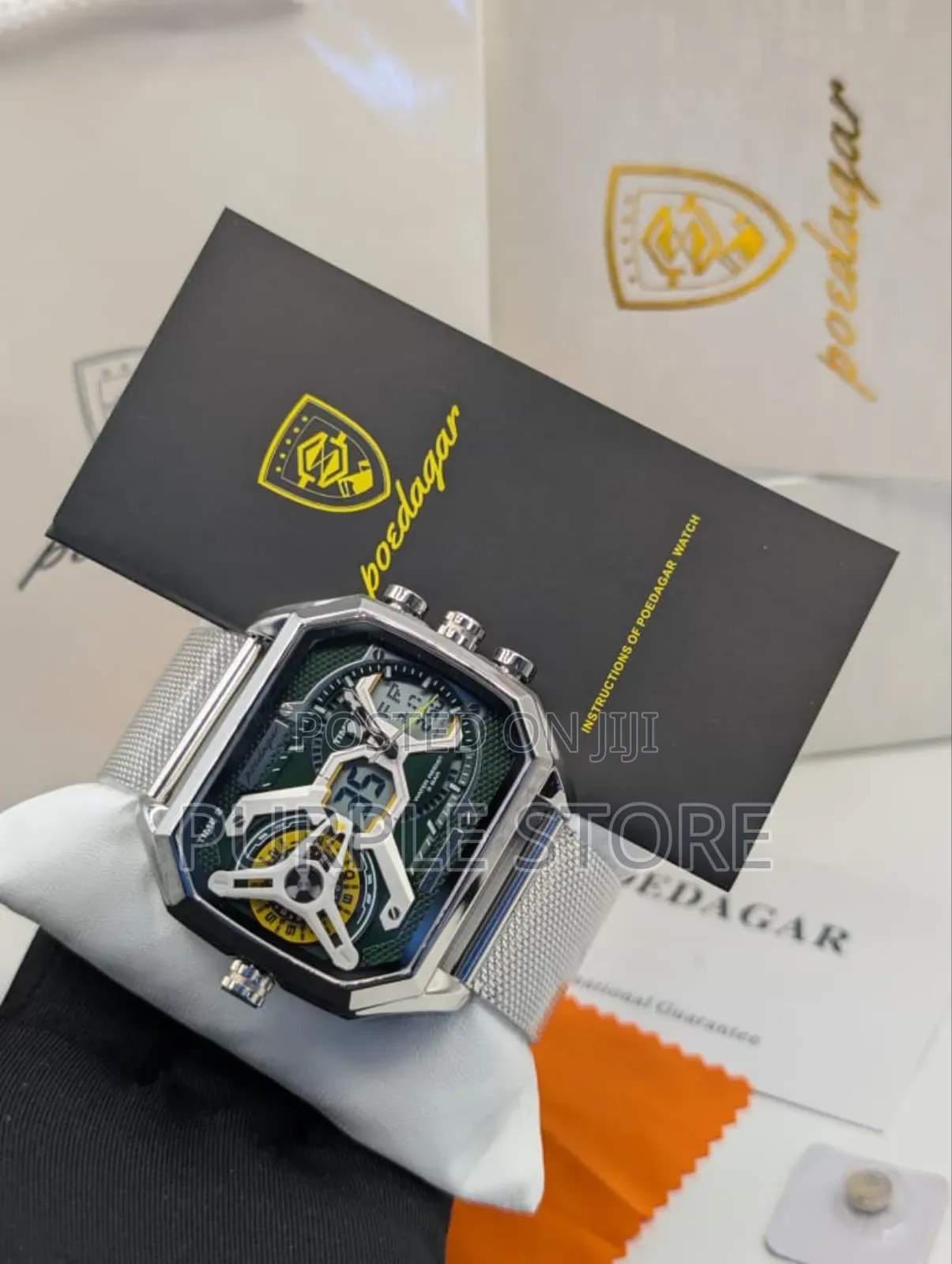 Poedagar Sleek Mesh Strap Quality Watch With Multi Time Display