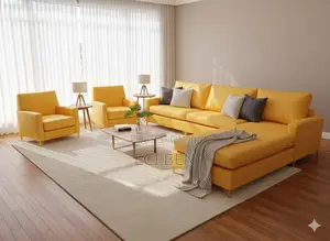 Luxury L-Shaped Yellow Sofa Set – Brand New Beautifully Crafted!
