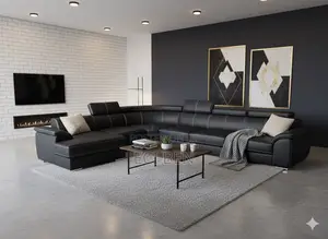 Brand New U-Mechanism Black Leather Sofa Chair – Luxury Comfort