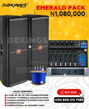 Jbl 15 Inch Full Range Speaker Bundle Mixer, Amplifier And Microphone