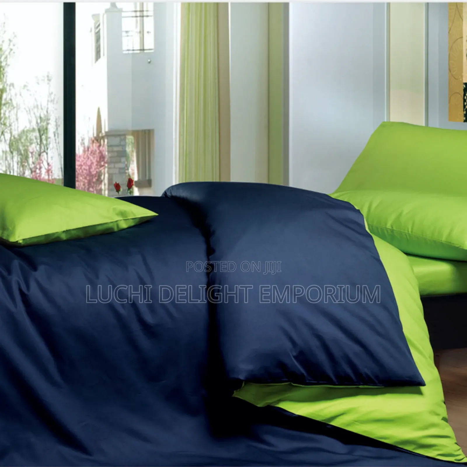 Bedding Set Plain Mix Lemon Blue Duvet, Bedsheet Pillowcase 6x6
