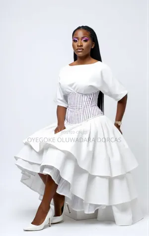 Elegant White High Low Corset Dress