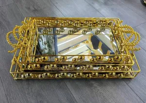 3pcs Set Crystal Mirrored Storage Tray Candies Fruit Serving Plate