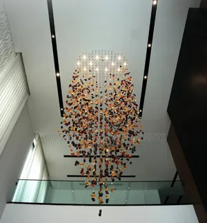 Cascading Amber and Dark-Colored Elements