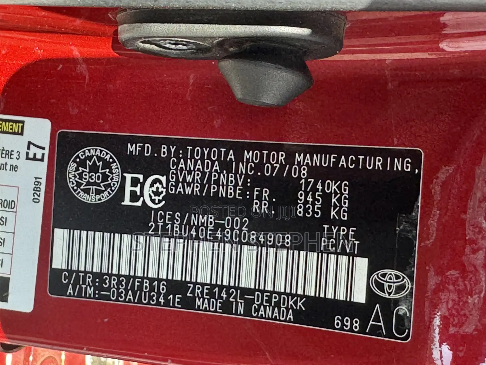 Toyota Corolla 2008 Red