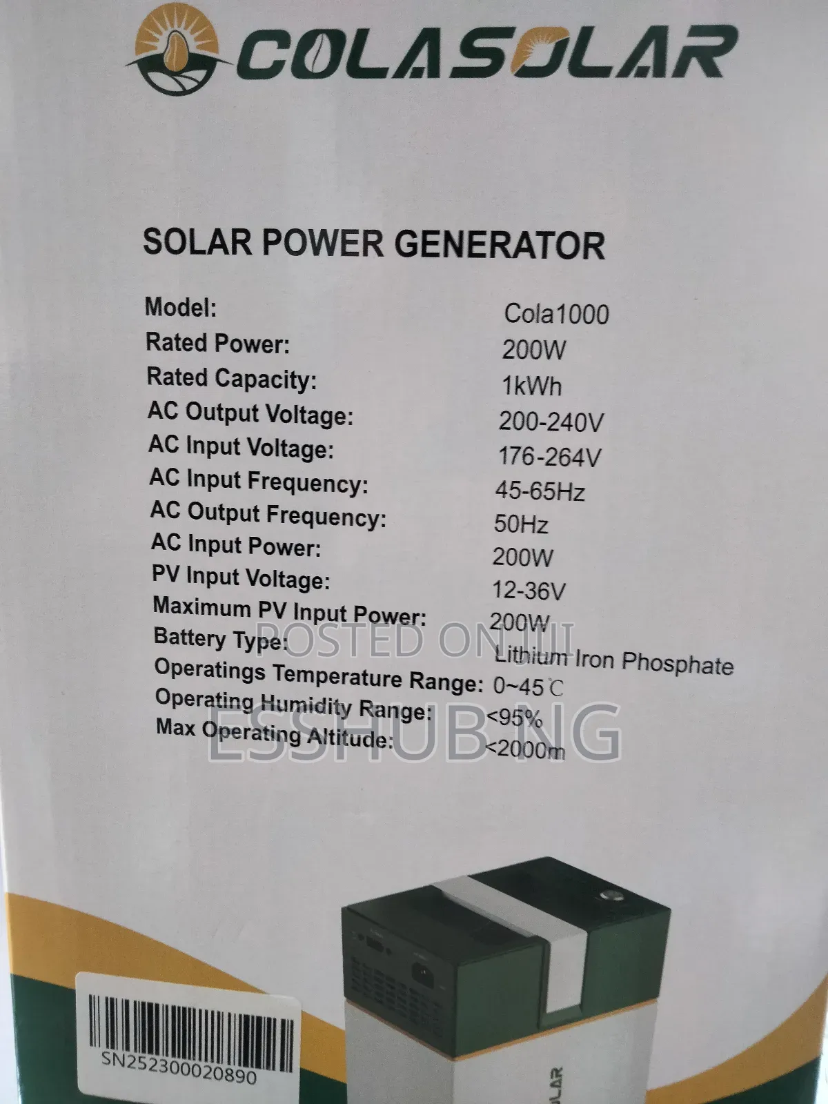 Colasolar 1000 Solar Generator