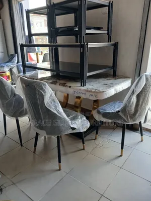 By 6 Seater Marble Top Dining Table Set