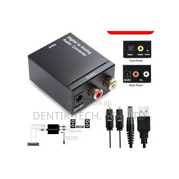 Digital to Analog Audio Converter + Optical Cable