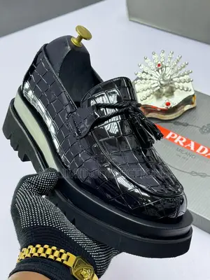 Prada Croc Leather Loafers